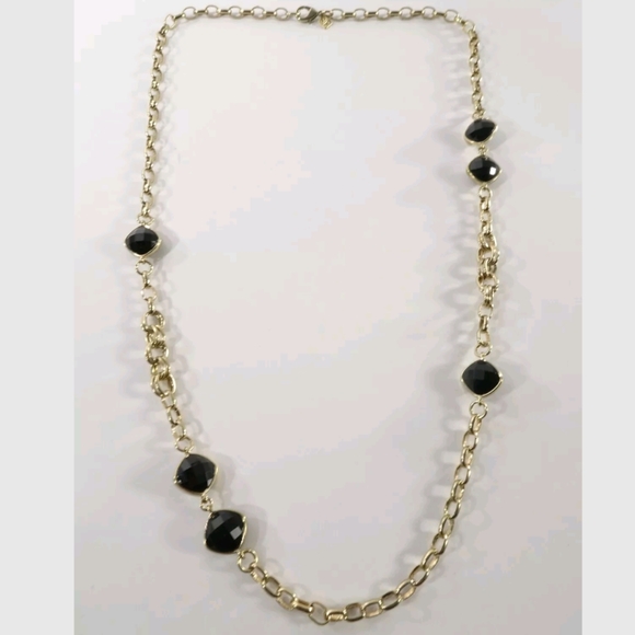 BANANA REPUBLIC BLACK STONE LAYER NECKLACE - Picture 10 of 10